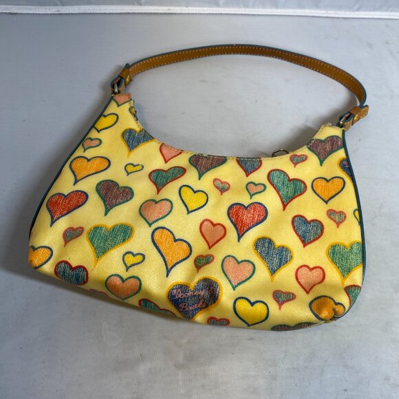 Vintage Y2K Dooney & Bourke Mini Crayon Hearts Coated Canvas Shoulder Bag - Picture 4 of 5